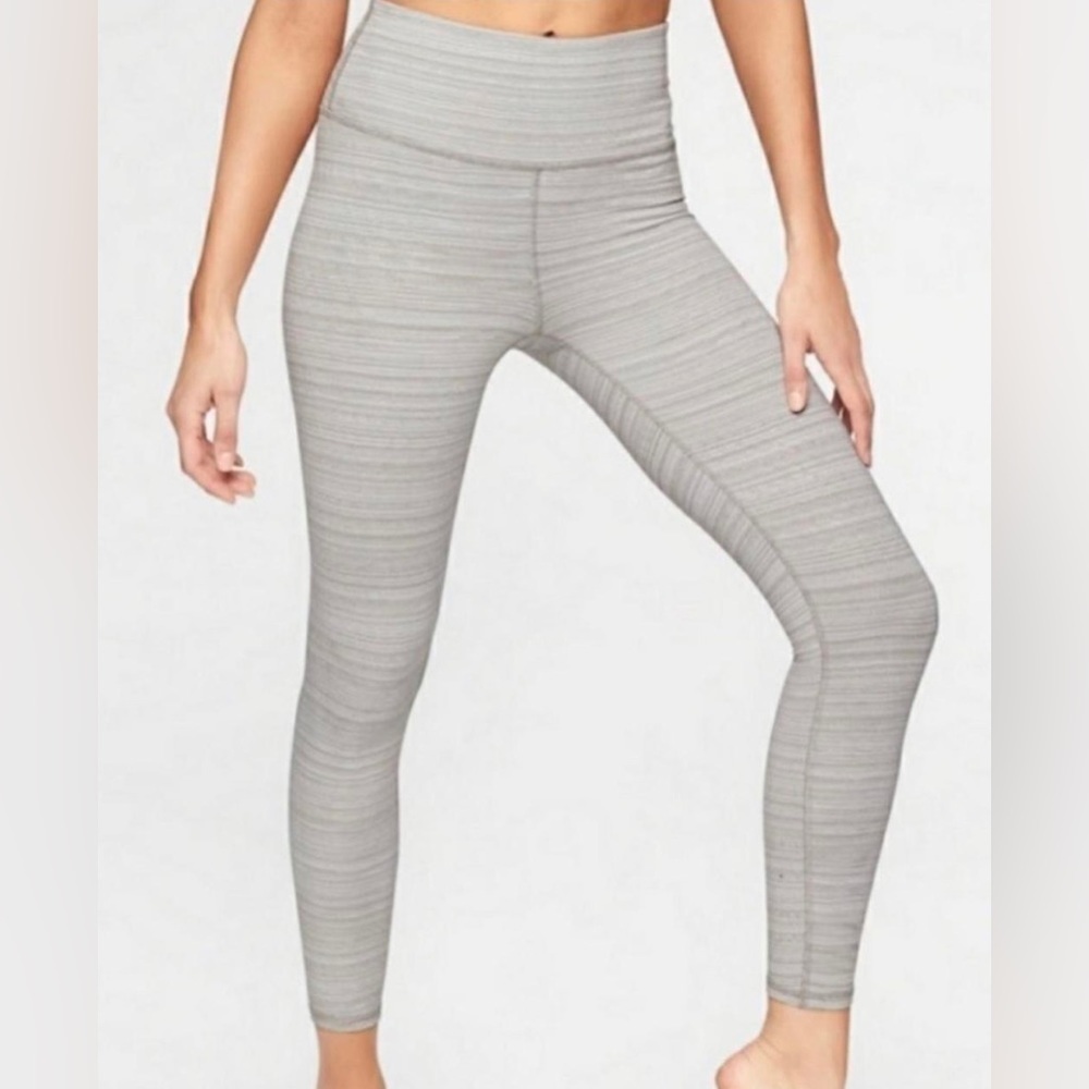 Athleta Women’s High Rise Textured Chaturanga Jacquard Leggings White Beige XS